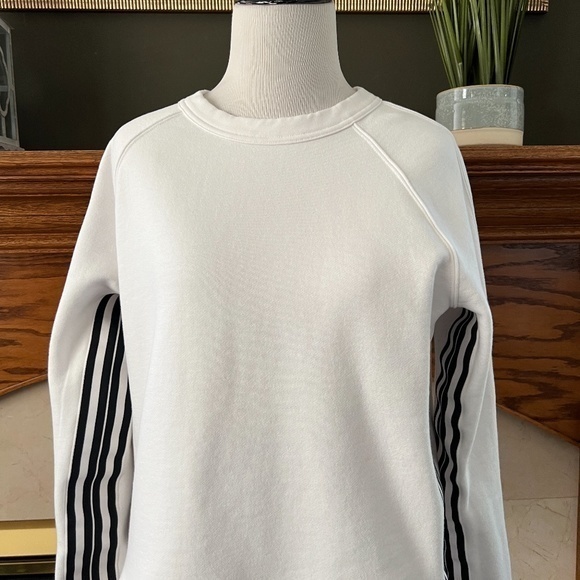 Athleta Cropped 24/7 Racer Striped Fleece Sweatshirt Sz. S - Picture 2 of 13